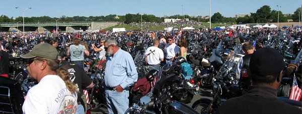 This is just ONE corner of ONE huge parking lot at the Pentagon.  Over 400,000 bikes were there.